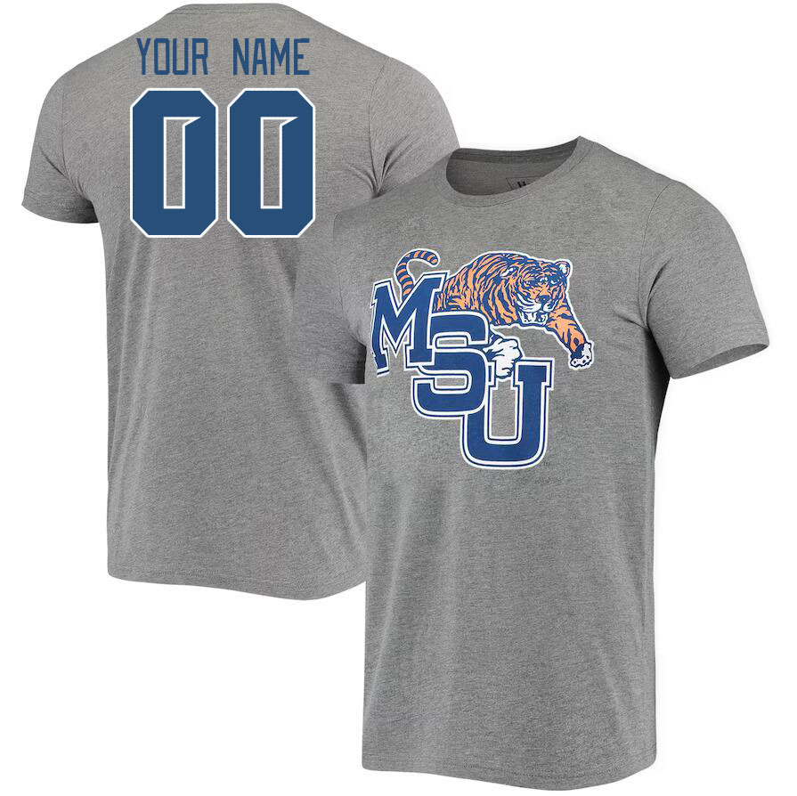 Custom Memphis Tigers Name And Number College Tshirt-Gray - Click Image to Close